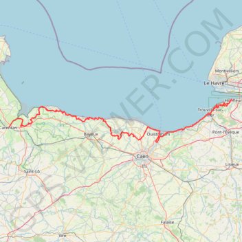 Trace GPS Honfleur - Carentan, itinéraire, parcours