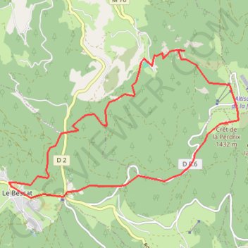 Trace GPS Le Bessat - Crêt de la Perdrix via le Saut du Gier, itinéraire, parcours