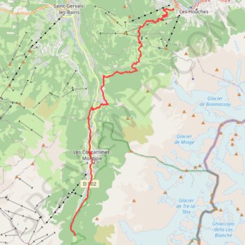 Trace GPS Les Houches à La Balme, itinéraire, parcours