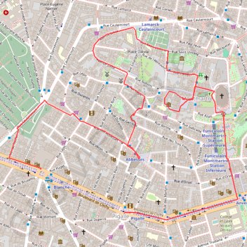 Trace GPS Balade Montmartre, itinéraire, parcours