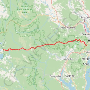 Trace GPS Wellington - Pedder, itinéraire, parcours