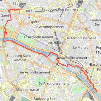 Trace GPS De la gare de lyon à la gare Saint lazare, itinéraire, parcours