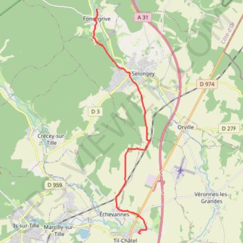 Trace GPS 21120 Til-Châtel to 5 Chemin de Barme, itinéraire, parcours