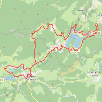 Trace GPS Boucle autour de la Savetat-sur-Agout, itinéraire, parcours