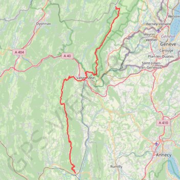 Trace GPS GTJ de Lélex à Culoz (Ain), itinéraire, parcours