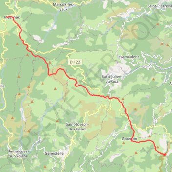Trace GPS Mézilhac - Col de l'Escrinet, itinéraire, parcours