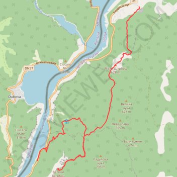 Trace GPS Miroč - Đerdap: Mali i Veliki Štrbac, itinéraire, parcours