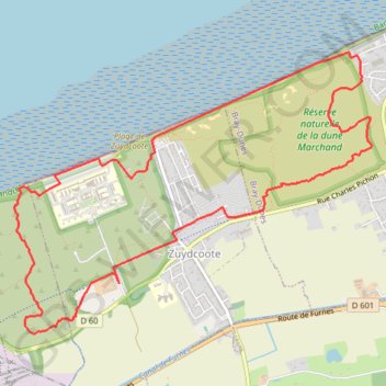 Trace GPS Circuit de la dune Marchand - Zuydcoote, itinéraire, parcours