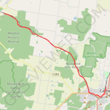 Trace GPS Maldon - Castlemaine - Railway Track, itinéraire, parcours