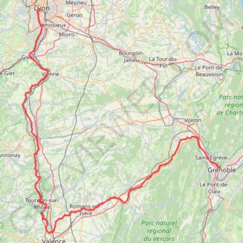 Trace GPS Grenoble Lyon, itinéraire, parcours