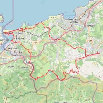 Trace GPS Ascain - Hendaye, itinéraire, parcours