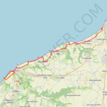 Trace GPS Seine Maritime - De Fécamp à Etretat, itinéraire, parcours