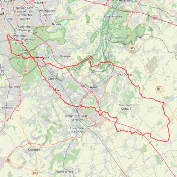 Trace GPS BBB (A) (SE) 99km 1.000D+ Perwez, itinéraire, parcours