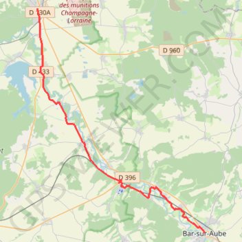 Trace GPS De Brienne-le-Château à Bar-sur-Aube, itinéraire, parcours