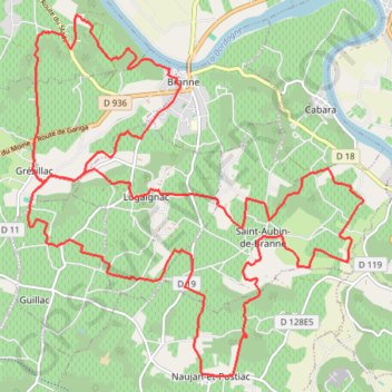 Trace GPS Grézillac - Naujean - Branne, itinéraire, parcours