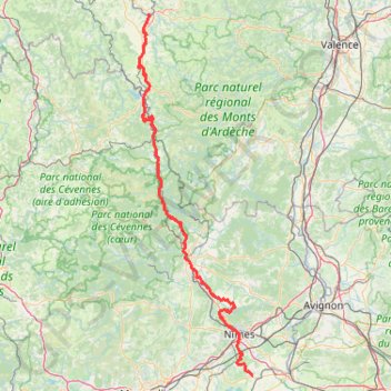 Trace GPS Chemin de Régordane du Puy-en-Velay à Saint-Gilles, itinéraire, parcours