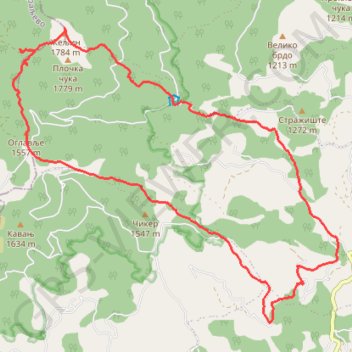 Trace GPS Željin-Rogačka čuka, itinéraire, parcours