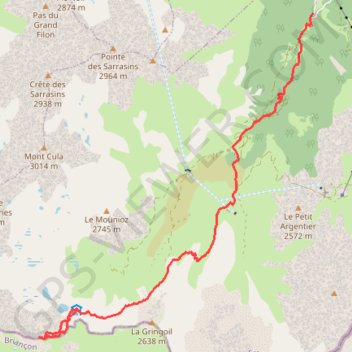 Trace GPS Valfréjus - Refuge du Thabor, itinéraire, parcours
