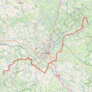 Trace GPS GR4 De Champagnac-la-Rivière (Haute-Vienne) à Châtelus-le-Marcheix (Creuse), itinéraire, parcours