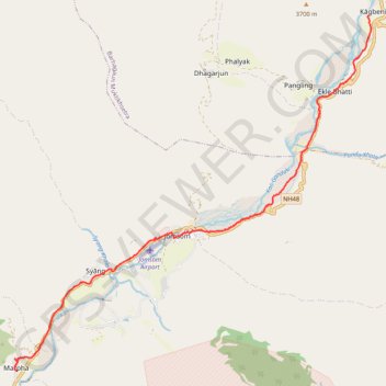Trace GPS Tour Annapurna - Jour 12 - Kagbeni - Marpha, itinéraire, parcours