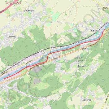 Trace GPS Andenne - pont de Wanze, itinéraire, parcours