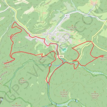 Trace GPS Boucle autour d'Eppenbrunn (Palatinat), itinéraire, parcours