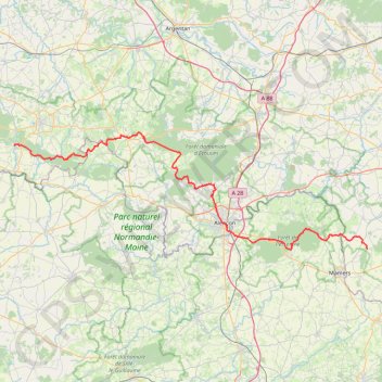 Trace GPS GR 22 : De La Perrière à Bagnoles-de-l'Orne (Orne), itinéraire, parcours