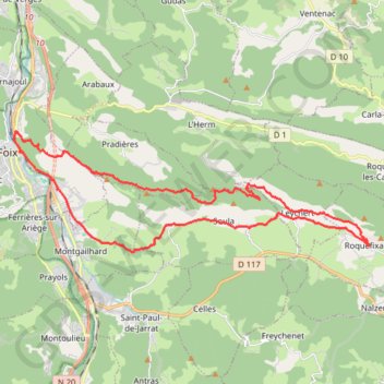 Trace GPS Foix - Roquefixade - Sentier cathare, itinéraire, parcours