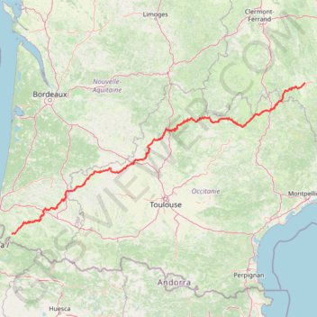 Trace GPS Compostelle - Du Massif Central aux Pyrénées, itinéraire, parcours
