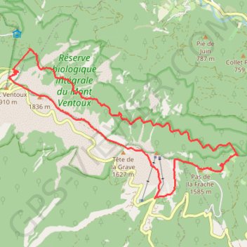 Trace GPS Le tour du sommet du VENTOUX GR9 GR4, itinéraire, parcours