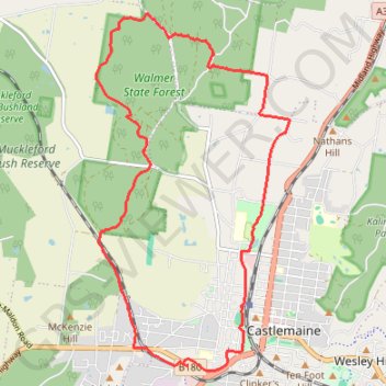 Trace GPS Goldfields Track - Castlemaine circuit, itinéraire, parcours