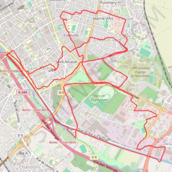 Trace GPS Reims - Entrainement semi ou marathon, itinéraire, parcours