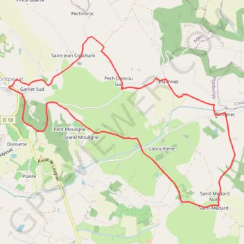 Trace GPS Montpezat-d'Agenais par Saint-Médard et Saint-Jean-de-la-Balerme - Pays de la vallée du Lot, itinéraire, parcours