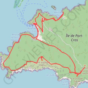 Trace GPS Sentier des Crêtes - Port-Cros, itinéraire, parcours