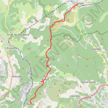 Trace GPS Sospel > Peillon (Via Alpina), itinéraire, parcours