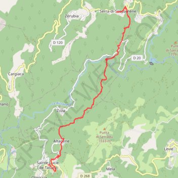 Trace GPS Corse du sud, Santa Lucia di Tallano Serra di Scopamena, itinéraire, parcours