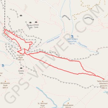 Trace GPS Fountain Peak - Table Mountain, itinéraire, parcours