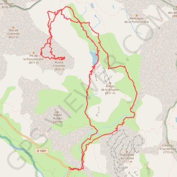 Trace GPS Roche Colombe depuis le Pont de l'Alpe (Cerces), itinéraire, parcours