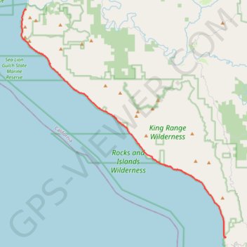 Trace GPS Lost Coast Trail, itinéraire, parcours