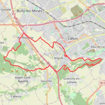 Trace GPS Grand Trail Nocturne des Hauts de France 2023 26 km, itinéraire, parcours