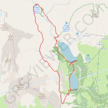 Trace GPS Col du Barbier, refuge du Fond d'Aussois, Pont de la Sétéria, itinéraire, parcours