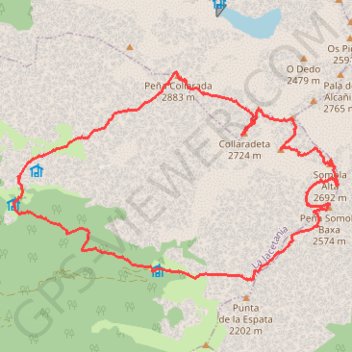 Trace GPS Somola, Nevera, Collaradeta, Collarada circular desde Espata, itinéraire, parcours