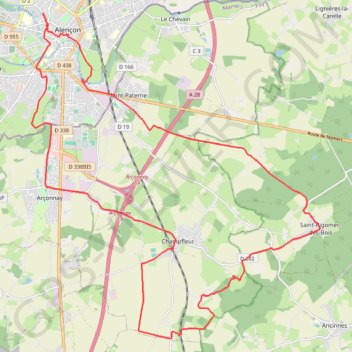 Trace GPS Alençon, Champfleur, Saint-Rigomer-des-Bois, Alençon, itinéraire, parcours