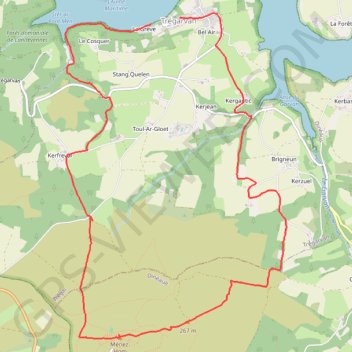 Trace GPS Crozon, de Trégarvan au Ménez-Hom, itinéraire, parcours