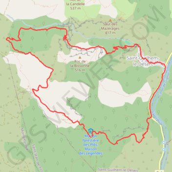 Trace GPS Les Plos - Saint Guilhem - Les Fenestrettes, itinéraire, parcours