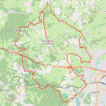 Trace GPS Monts de Guéret, itinéraire, parcours