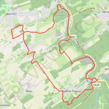 Trace GPS Belgique - Pont-de-Bonne (Modave), itinéraire, parcours