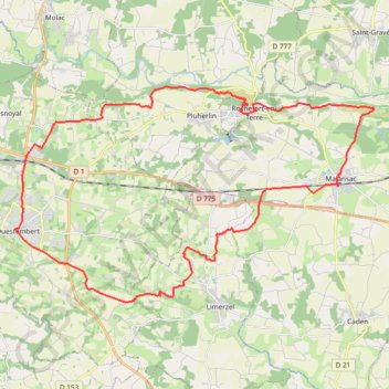 Trace GPS Route from Questembert to Rue du Centre, itinéraire, parcours