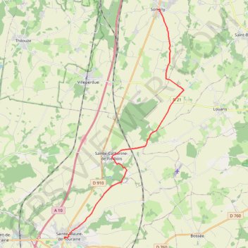 Trace GPS Chemin de Tours (de Sorigny à Sainte Maure de Touraine)), itinéraire, parcours
