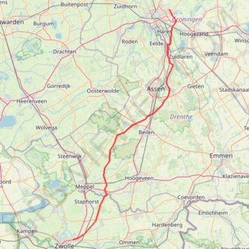 Trace GPS Zwolle - Groningen, itinéraire, parcours